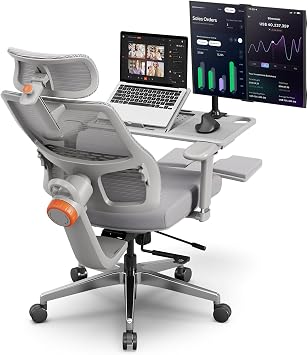Ergonomic Office Chair with Auto Adaptive Lumbar Support & Laptop Tray