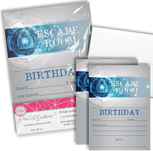 Miniatura 10 de Invitaciones para fiestas de cumpleaños con temática de paintball, 20 tarjetas de relleno de 5 x 7 pulgadas con veinte sobres blancos por