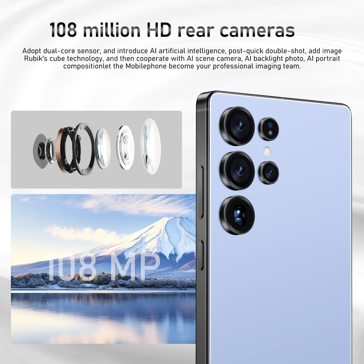 I25 Ultra Unlocked Smartphone,16+512GB Unlocked Phone,6.9" HD+ Display,Built in Pen,Snapdragon 8 Gen3 7000mAh Dual Speakers 5G/Face ID/Fingerprint Lock/Dual SIM/GPS (Titanium Blue)