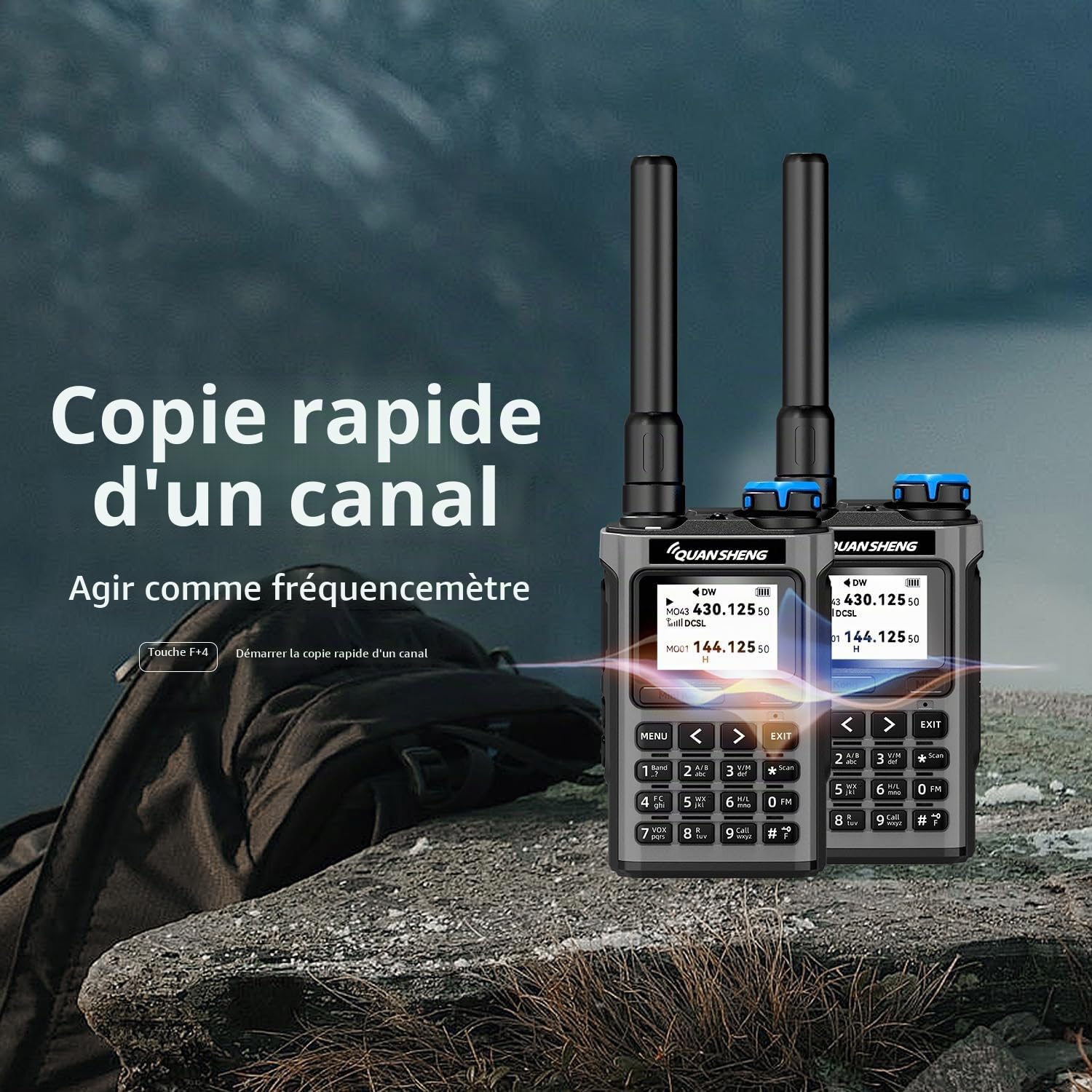 QUANSHENG UV-K1 Walkie Talkie Handheld Ham Radio, Air Band Receive 50-600MHz, Wireless Copy, One Key Frequency Match, Type-C Charging, NOAA Weather, 200 Channels, VOX, Portable Two Way Radio