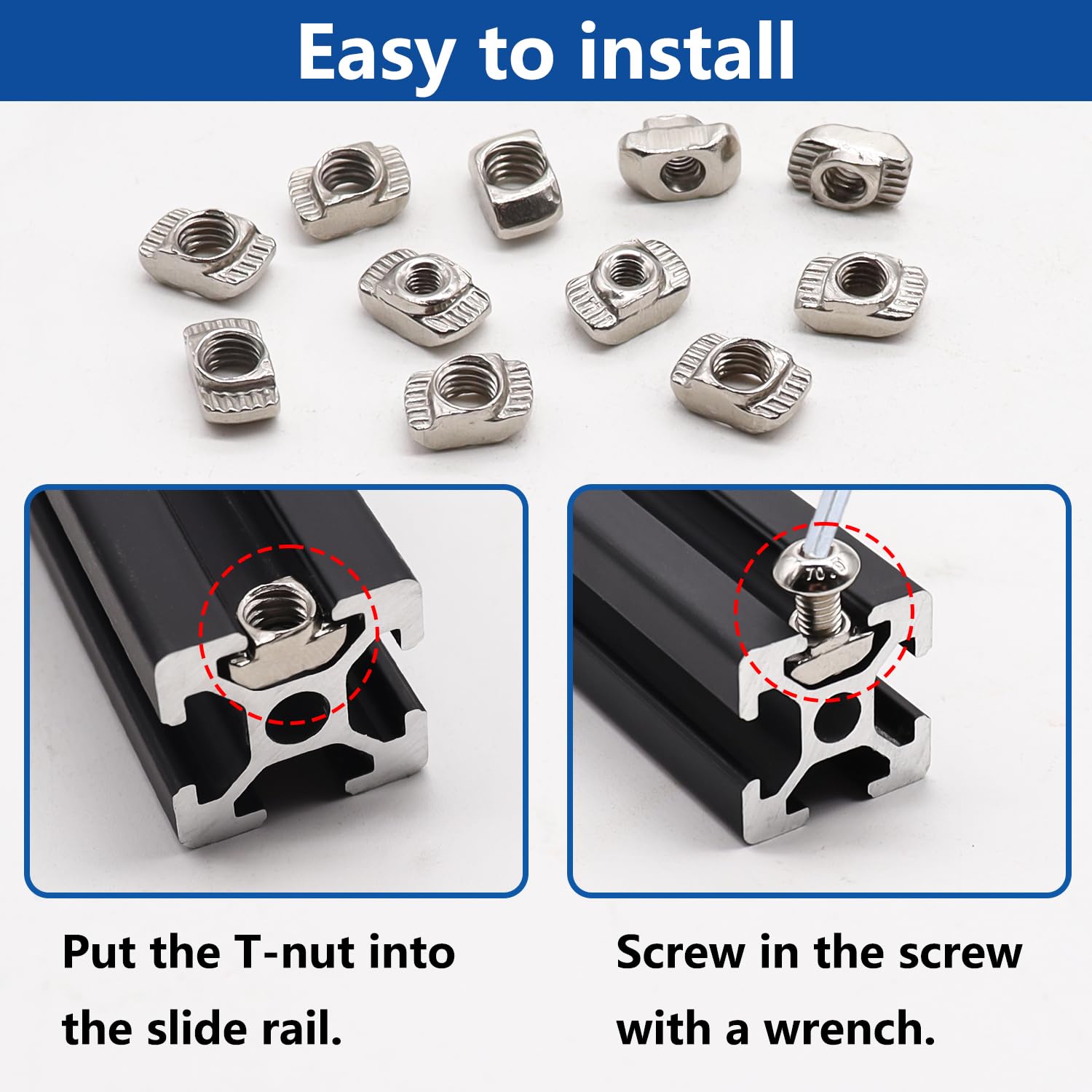 T Nuts & Screws Kit - 260PCS for Aluminum Extrusion -4