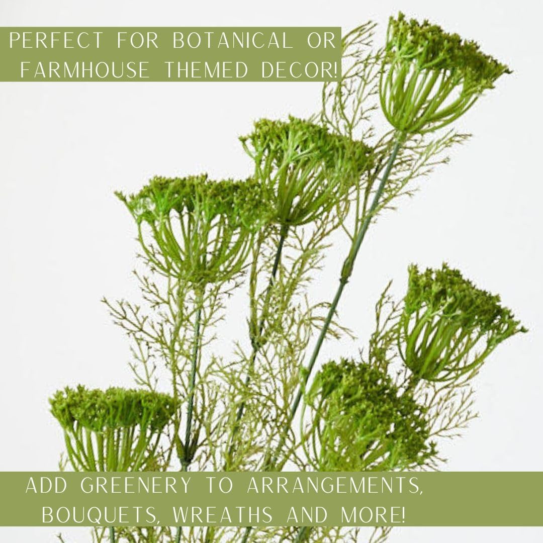 Factory Direct Craft Green Artificial Dill Stems Set of 3 - Fake Dill Plants for Arrangements and Home Decor (28 Inches High)