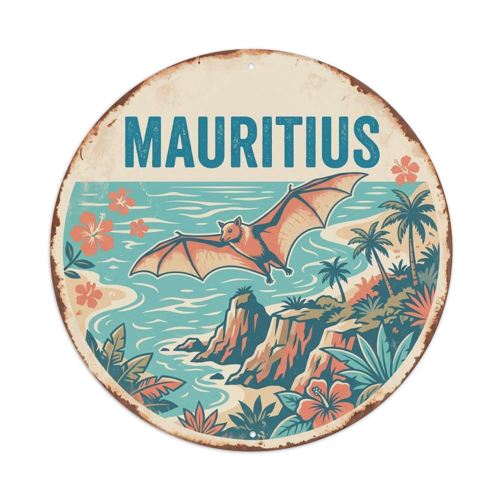 Mauritius Flying Fox Coastal Cliffs Metal Tin Sign