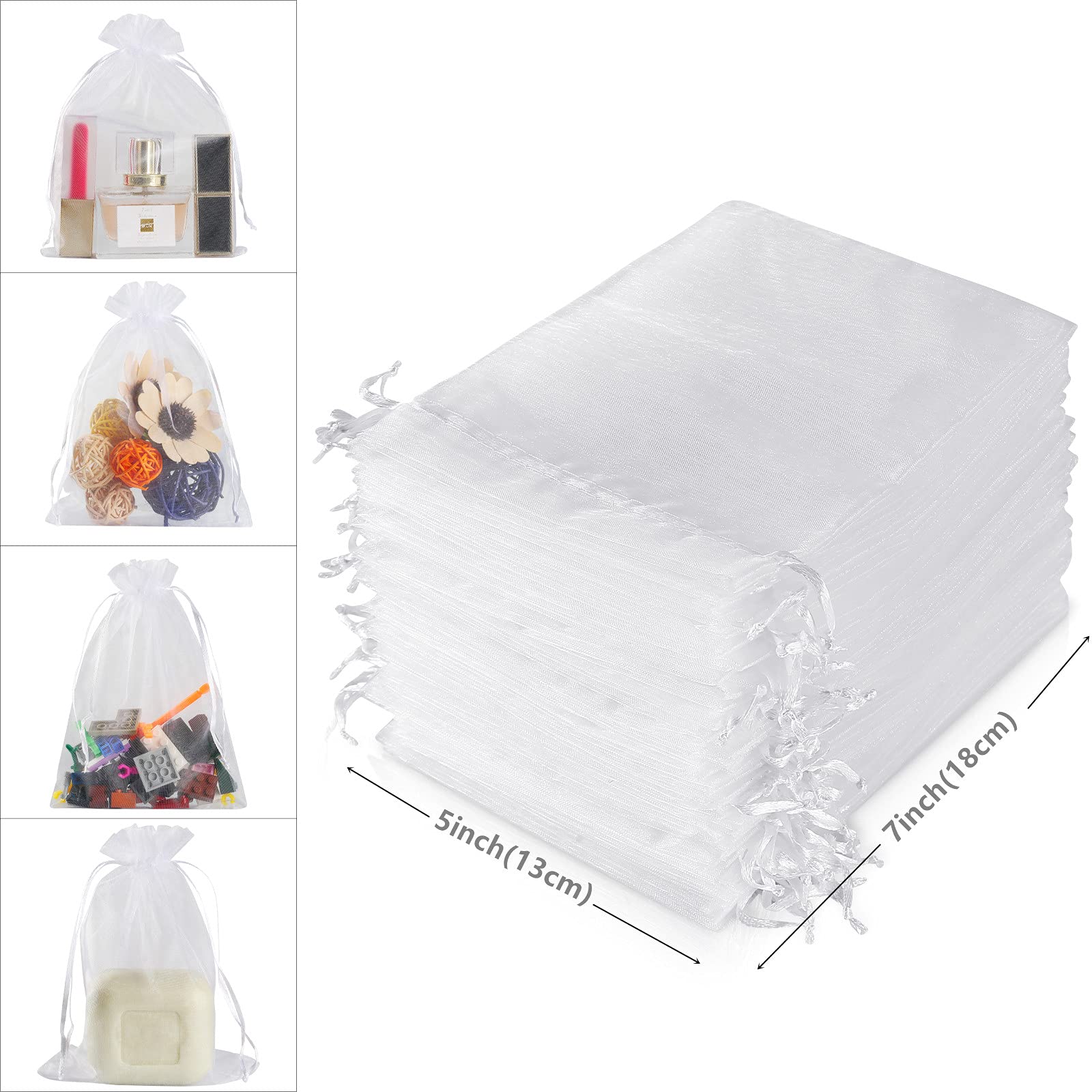 Gmnosuw Lot De 100 Sacs Cadeaux En Organza Avec Cordon De Serrage