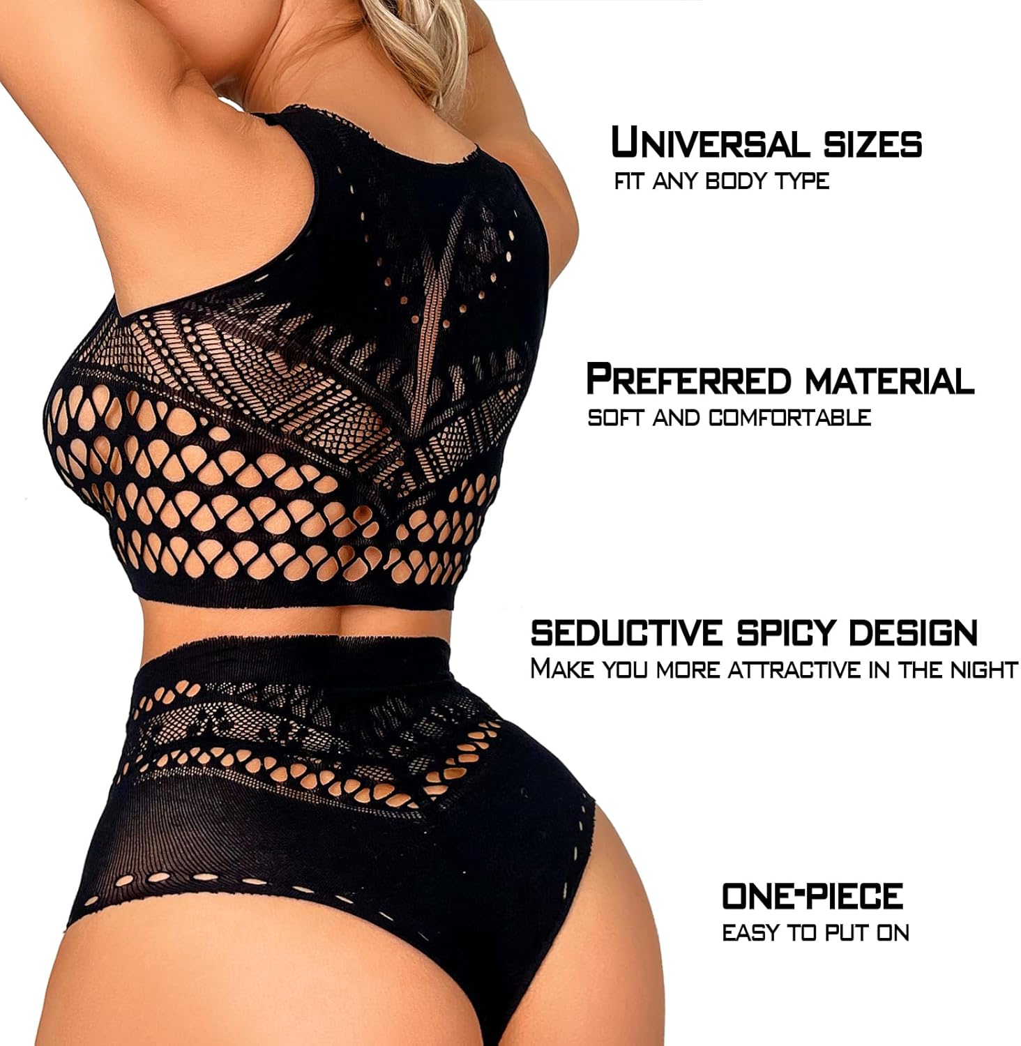 Sexy Lingerie for Women Naughty Fishnet Lingerie Set Bodysuit Outfits Teddy Babydoll Erotic Mesh Women’s Outfits - Image 3