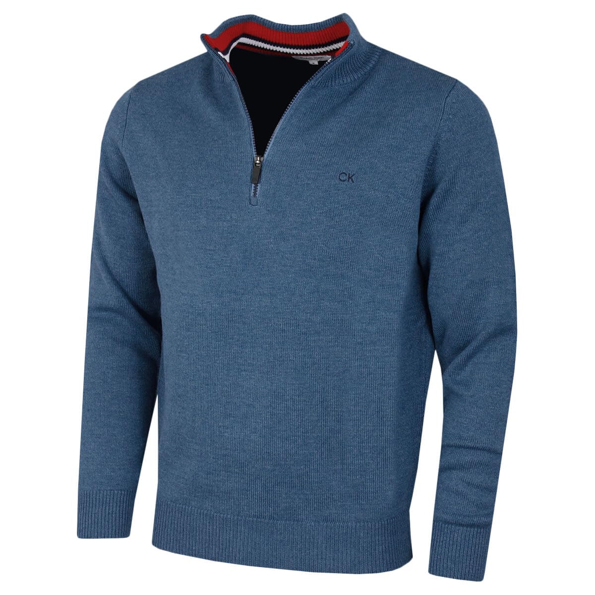 Calvin Klein Mens 1/2 Zip CK Golf Sweater - Denim Marl Sport - XXXL