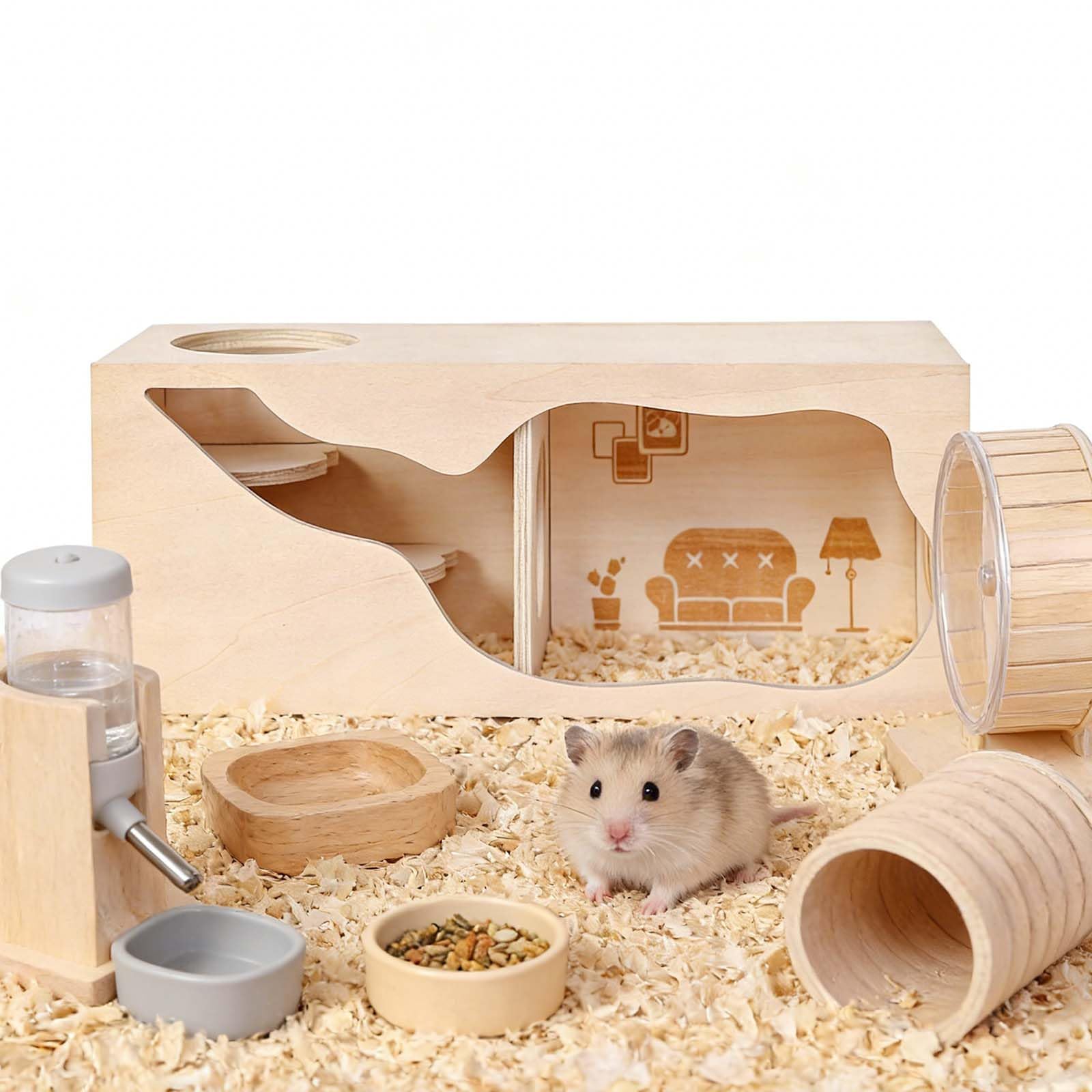 Maison à Hamster en Bois, Maison Cochon d'Inde Bois, Maison en Bois pour Hamster, Maison de Hamster pour Gerbilles, Maison Hamster, Convient aux Hamsters Nains, aux gerbilles et aux Souris.