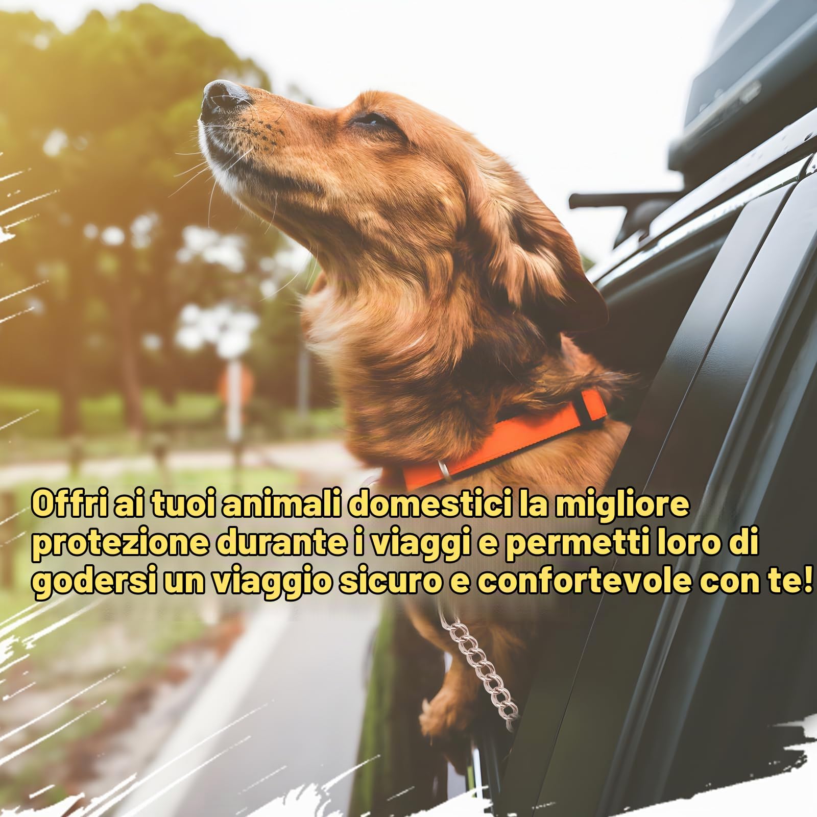EFUTURETIME Cintura di Sicurezza per Cani Auto 53cm, Cintura Cane Auto Antimorso in Acciaio Inox 304, Guinzaglio Auto per Cani 3 in 1 per Fibbia Cintura di Sicurezza, Bagagliaio e ISOFIX