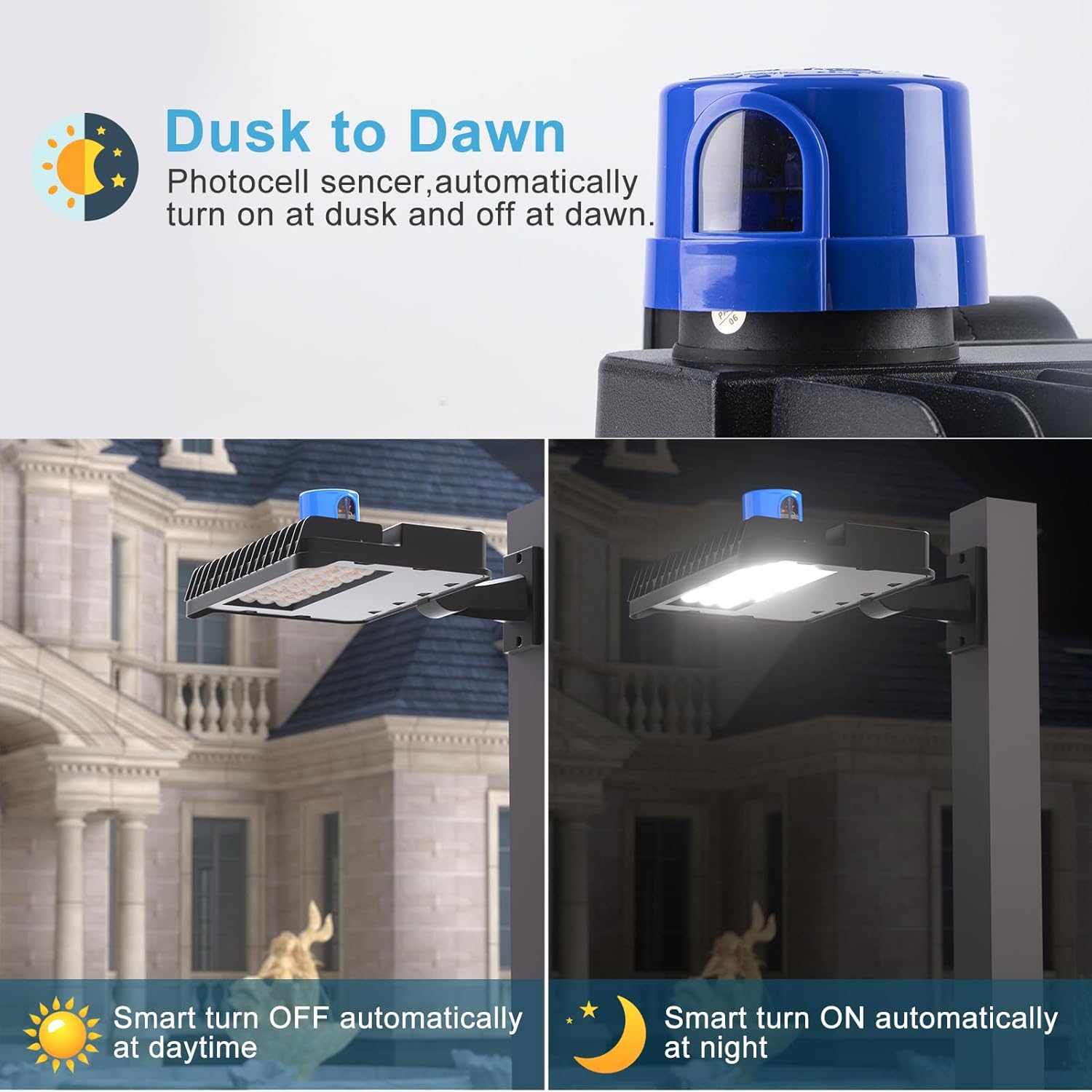 165W LED Parking Lot Area Light (23100Lm Eqv 660W HPS) 5000K Adjustable Arm Mount LED Shoebox Lights with Dusk to Dawn for Parking Lot for Yard,Driveway,Stadium,Roadway-2Pack