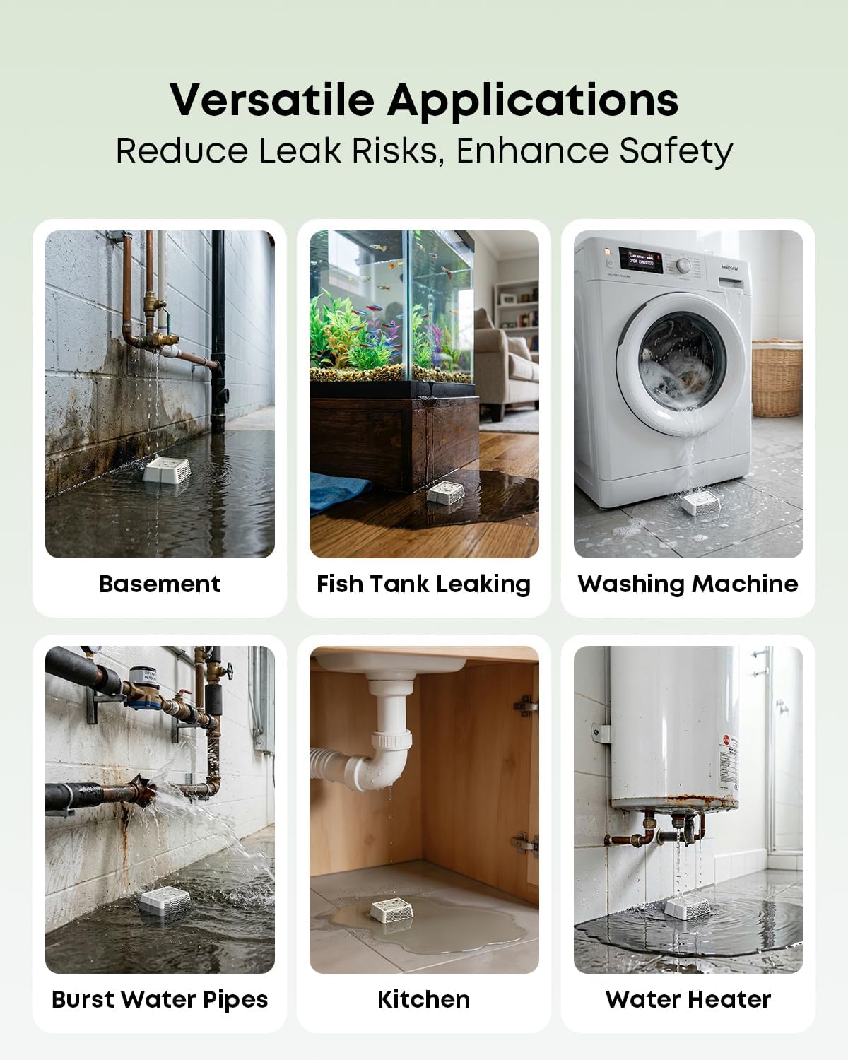 MOCREO LW1 Long Range Water Leak Detector, 105dB Adjustable Alarm, IP67 Waterproof, Leak Severity Tracking, SMS App Email Alert, 3 Water Sensors for Home Basement Kitchen (H5Pro or H6Pro Hub Required)