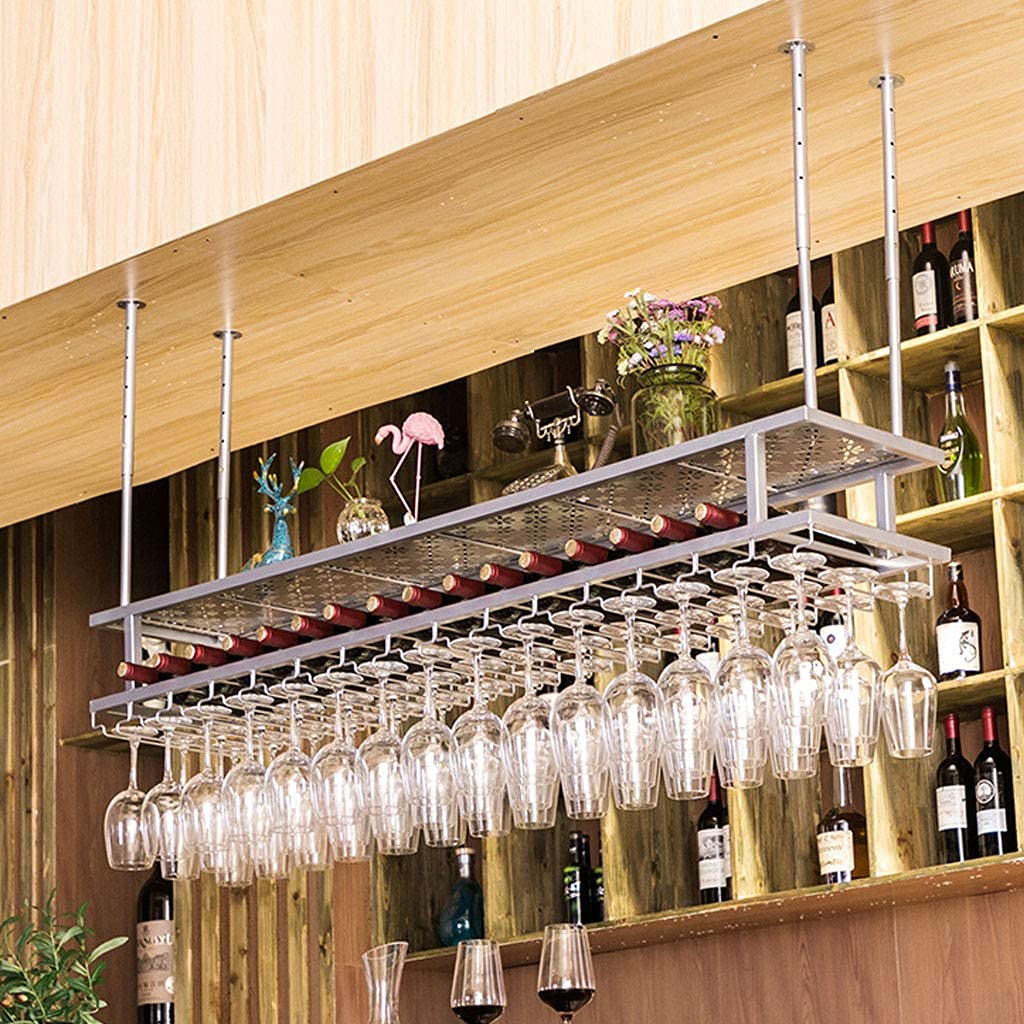 Étagères de bar suspendues au plafond pour un salon moderne