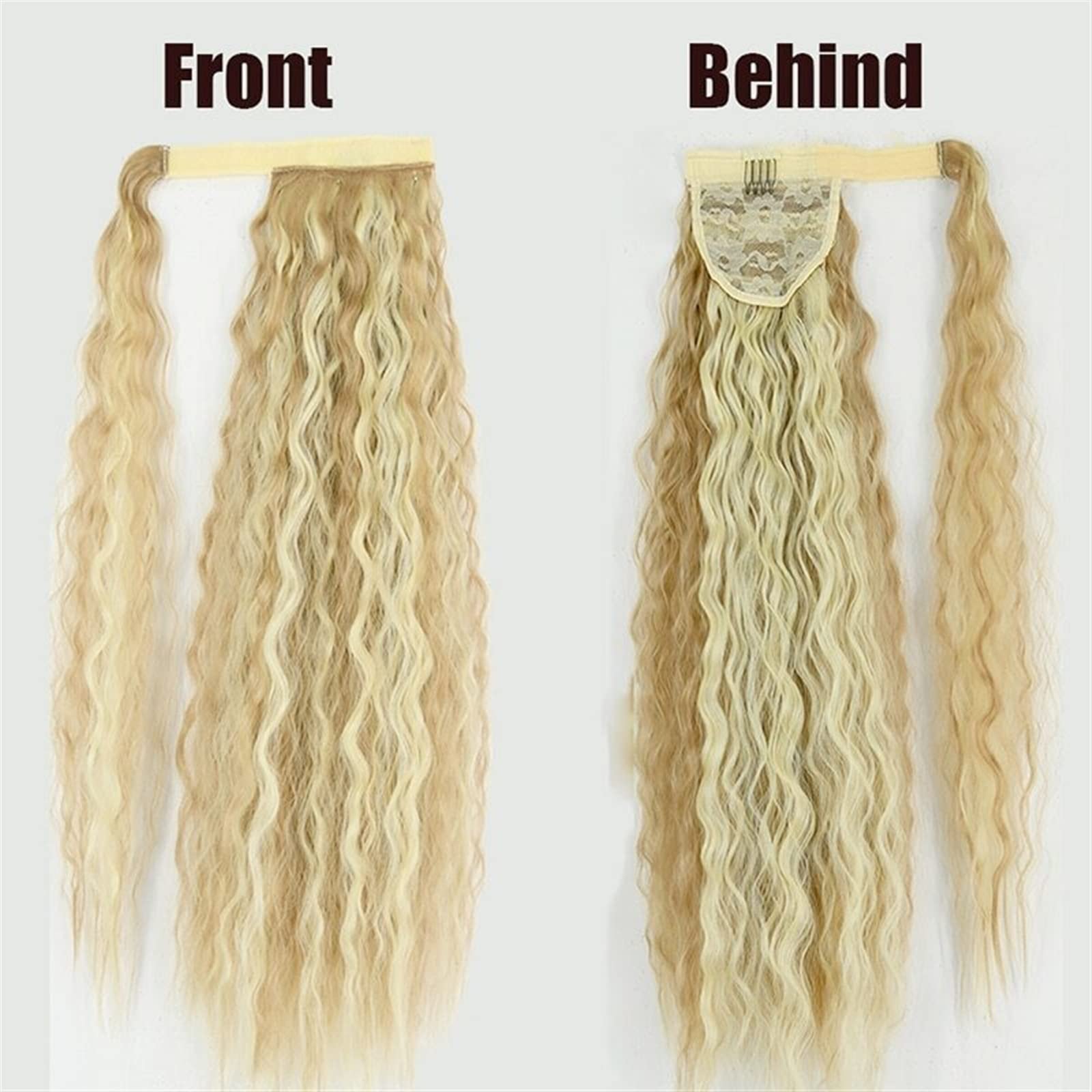 Messy Bun Stirnband 22 Zoll synthetische Mais gewellte lange Pferdeschwanz Perücke Wrap Haarspange Extensions Pferdeschwanz Haarknoten Damen Haarschmuck Haarknoten Unsichtbarer Haarknoten (Color : 60