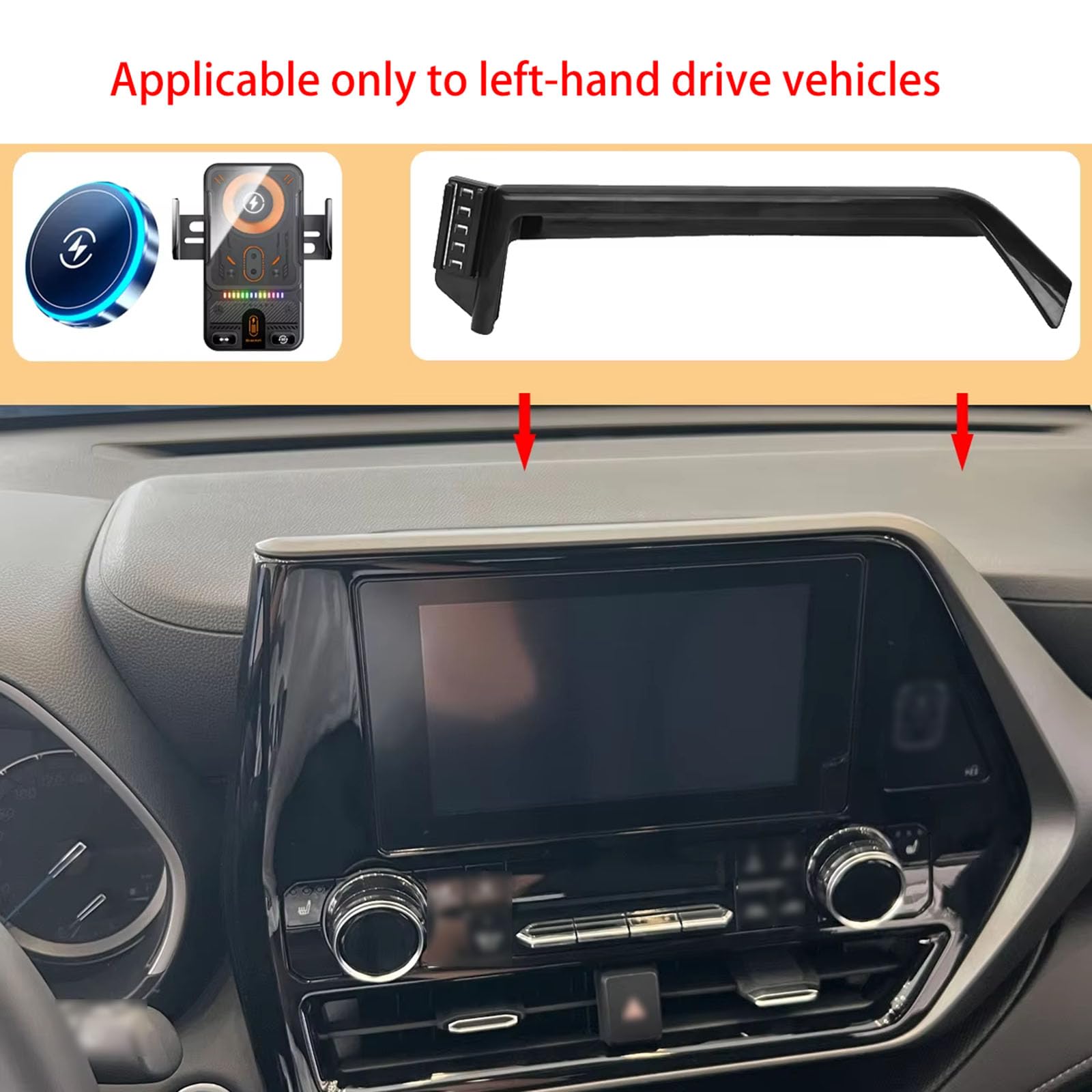 Soporte Móvil Coche para Toyota Highlander XU70 2022-2024, LHD Soporte para teléfono de Coche