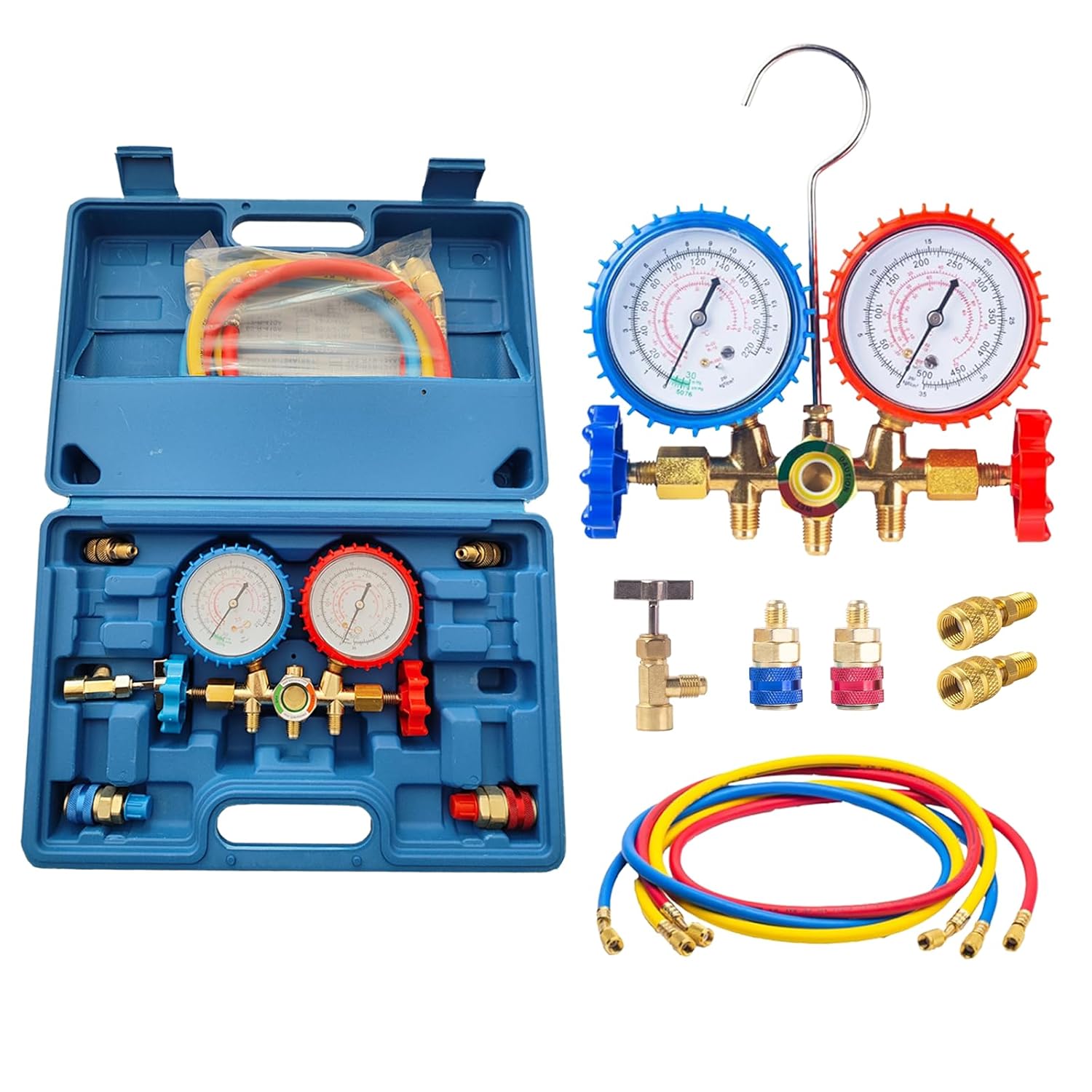 Set de Manómetro para AC Automotriz, Kit de Carga de Freón R134a