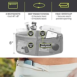 StashBandz Running Belt for Women & Men - No-Bounce Fanny Pack with 4 Secure Pockets & Zipper for Phone, Money & Essentials - Flip Belt Style Design for Running, Travel & Everyday Use