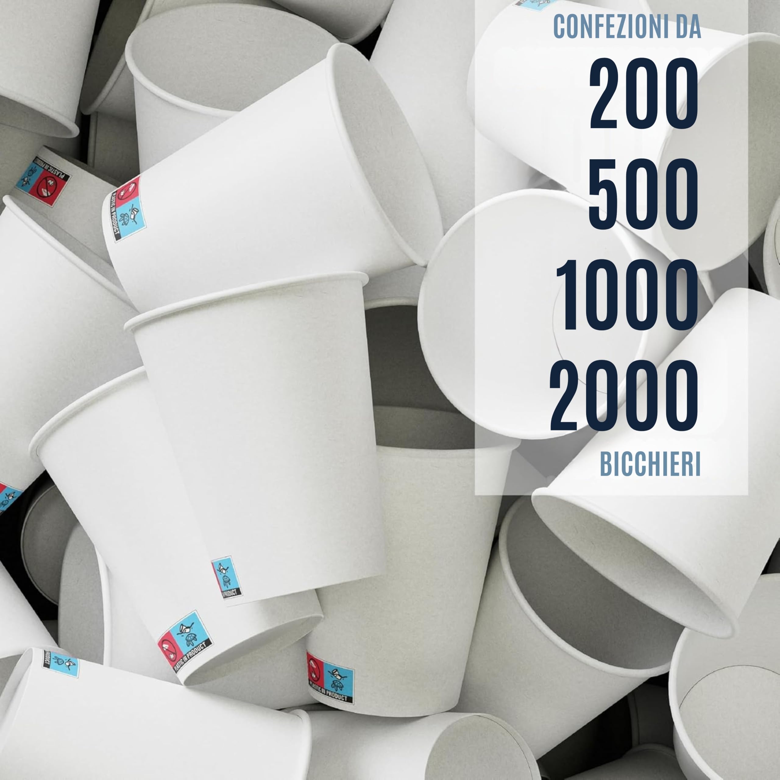 1000Pcs Bicchieri Carta 200 Ml Bianchi, Biodegradabili E Compostabili, Bicchieri Di Carta Per Bevande Calde Freddo, Acqua, Tisana, Feste Compleanno, Cocktail, Gin-tonic, Caffe, Tazze Bianche - 7