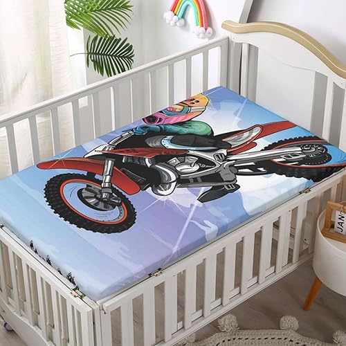 Miniatura 2 de Sábana bajera ajustable para cuna con temática de motocross, sábana bajera estándar para cuna para niños pequeños, sábana de colchón para cuna o