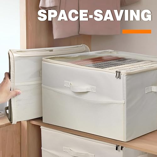 Miniatura 7 de Organizador de almacenamiento de zapatos para armario para 16 pares, contenedores de almacenamiento plegables con cubierta transparente y divisores