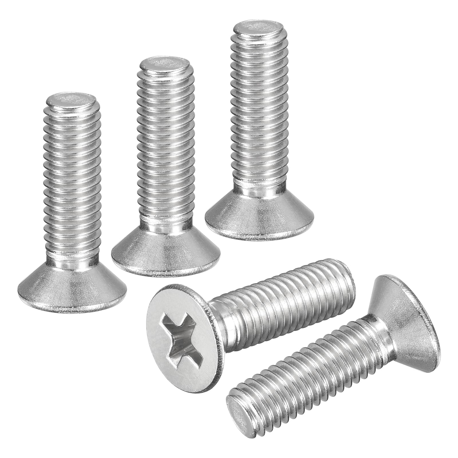 DTGN M5-0.8x18 Phillips Countersunk Head Bolt - 30pcs - Good for Outdoor Machinery Fastening Maintenance - 304 Stainless Steel Flat Head Machine Screw Bolt - Silver Color โ image 1