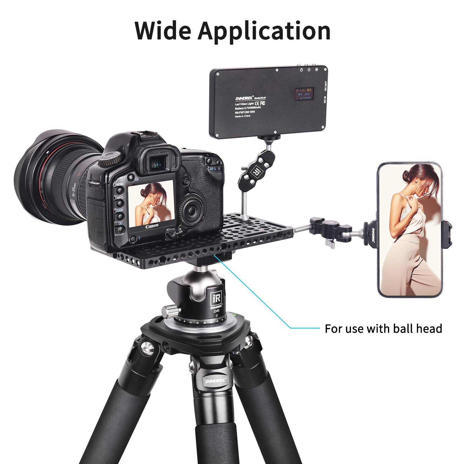 Plaque Multi-fonctions INNOREL CP03 - Filetages 6,35 Mm Et 9,5 Mm, Pour Cage Caméra, Rail, Accessoires