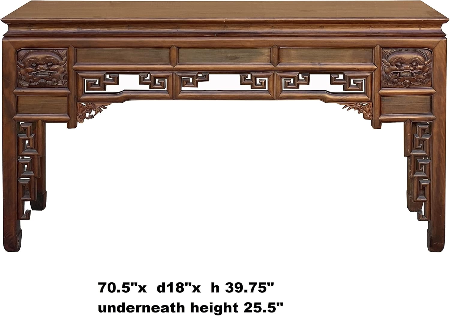 Chinese Vintage Wood Foo Dog Scroll Motif Tall Console Altar Table Acs7280