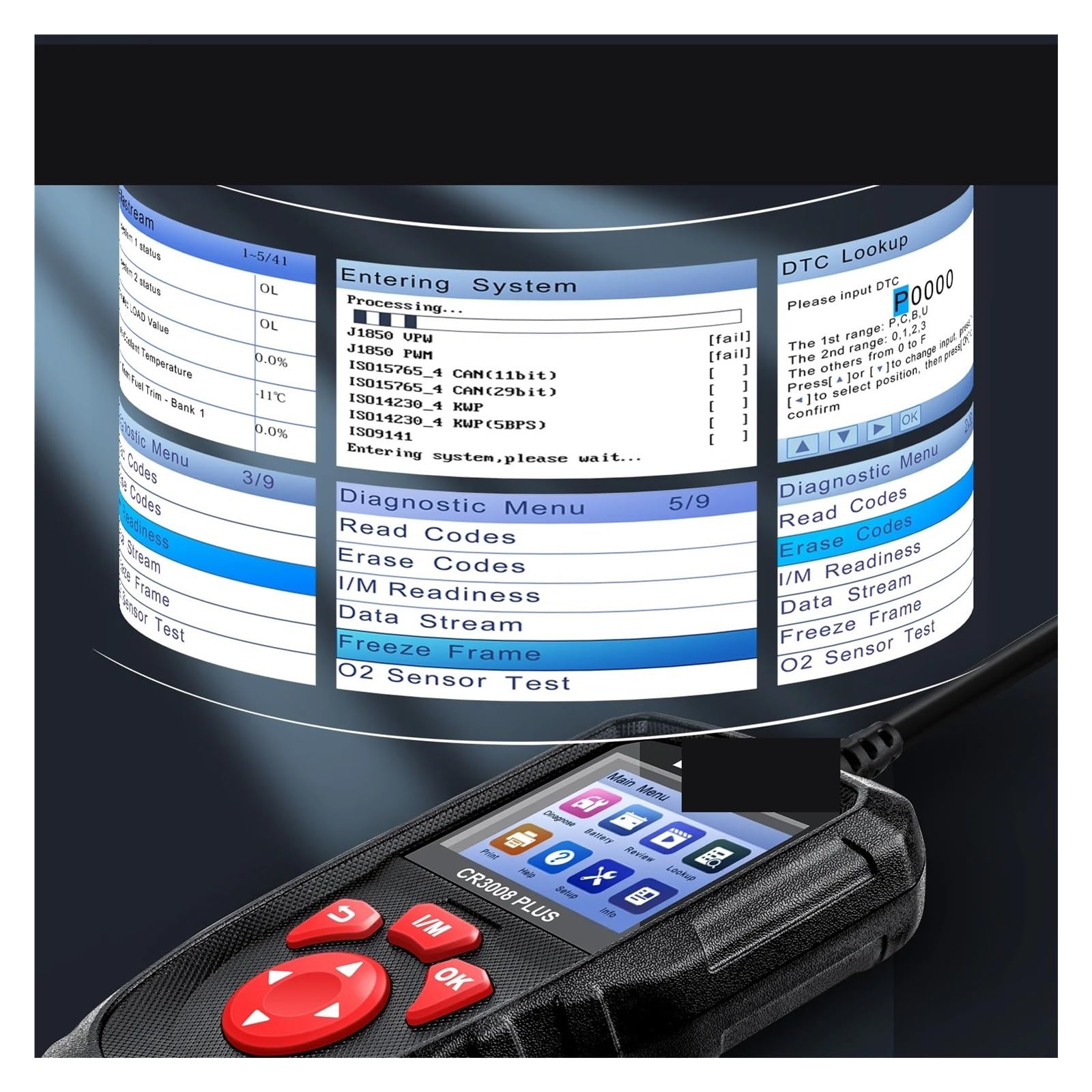 Herienta de diagnóstico escáner OBD2 CR3008 Plus, I/M una tecla, herienta escaneo OBDII for automóvil