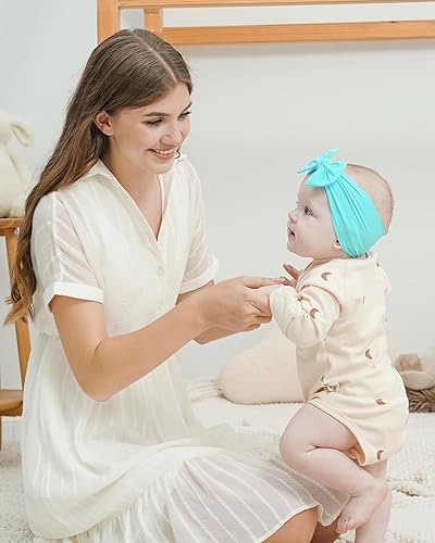 Miniatura 2 de jollybows 12 diademas de nailon para bebés con lazo elástico para niñas, recién nacidos, niños pequeños, accesorios para el cabello, juego de