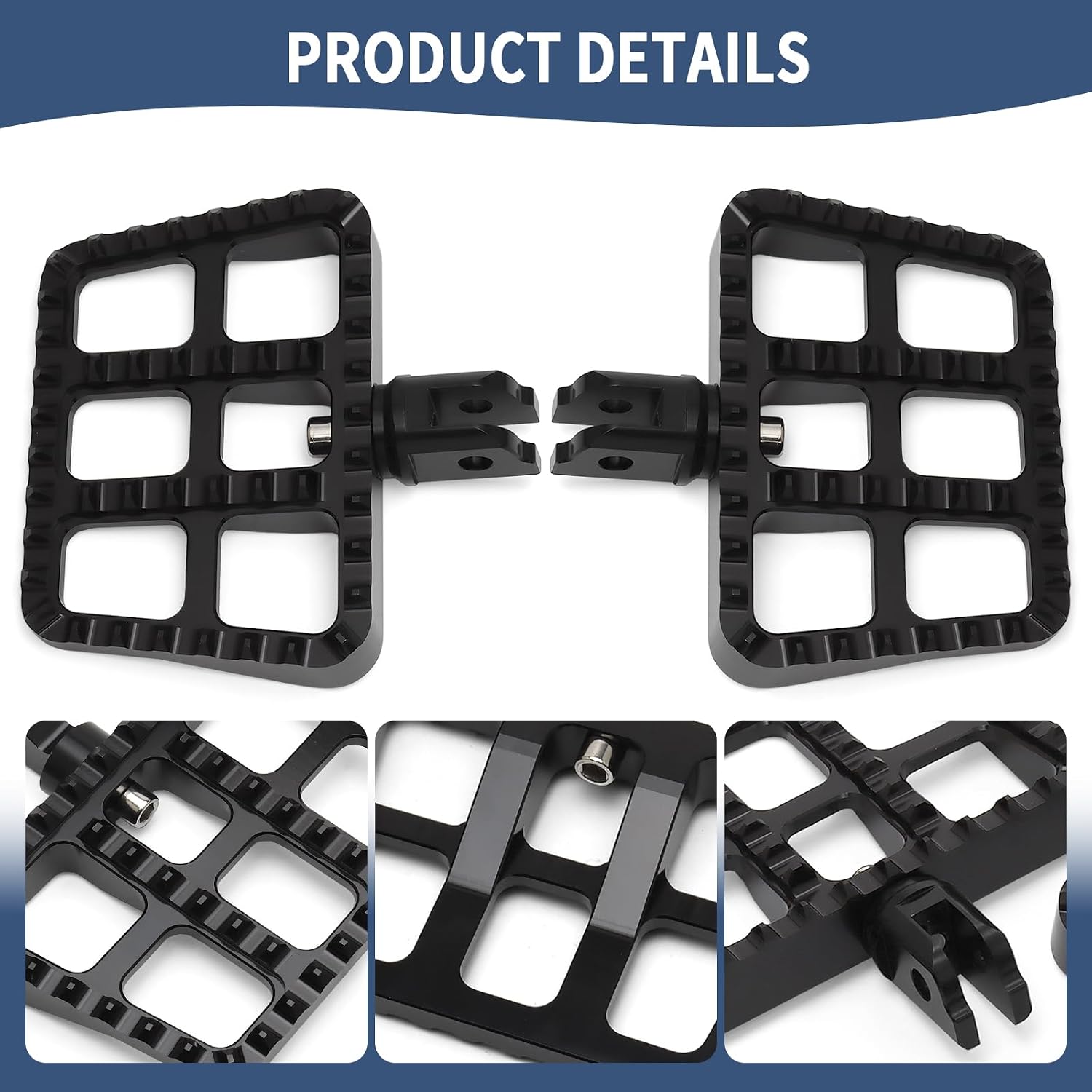Motorcycle Mini Floorboards MX Front Footboards Foot Pegs Fit For Harley 2018-2025 Softail Street Bob 114 FXBB Fat Bob Low Rider S Breakout Fat Boy FXLRST FLSB FXLRS FLHSC (Black)
