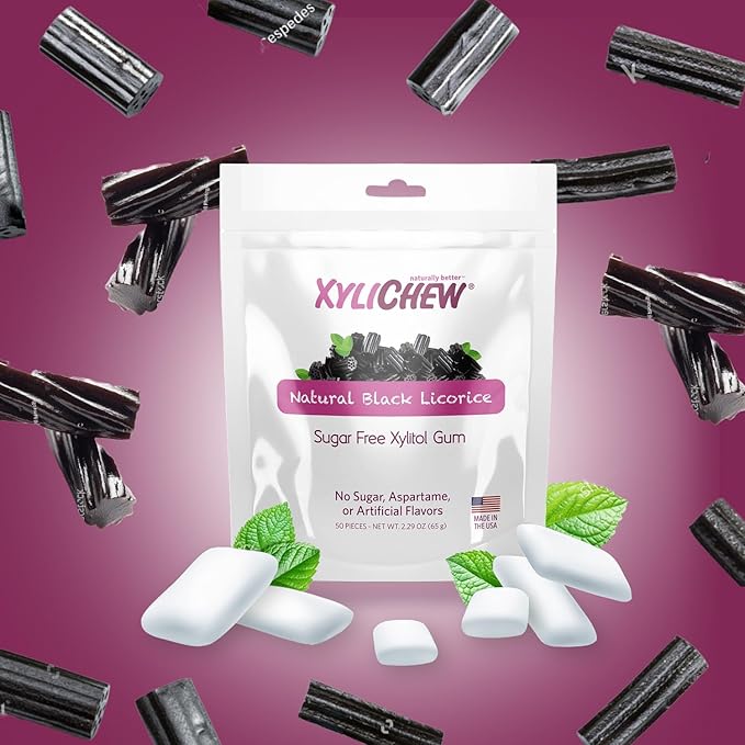 Chicle Xylichew Xylitol Sin Azúcar, Sin Gluten, Sabor Licorice - Pack de 50 Unidades miniatura 3