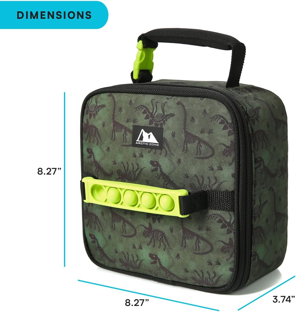 Arctic Zone Kids Lunch Box with Ice Pack and Container, Dino Skeleton
