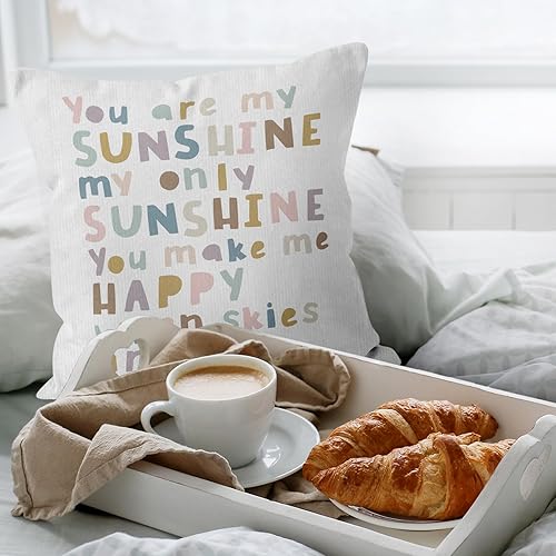 Miniatura 4 de HIWX Funda de almohada You are My Sunshine, funda de almohada decorativa con cita inspiradora de 18 x 18 pulgadas, funda de almohada bohemia con