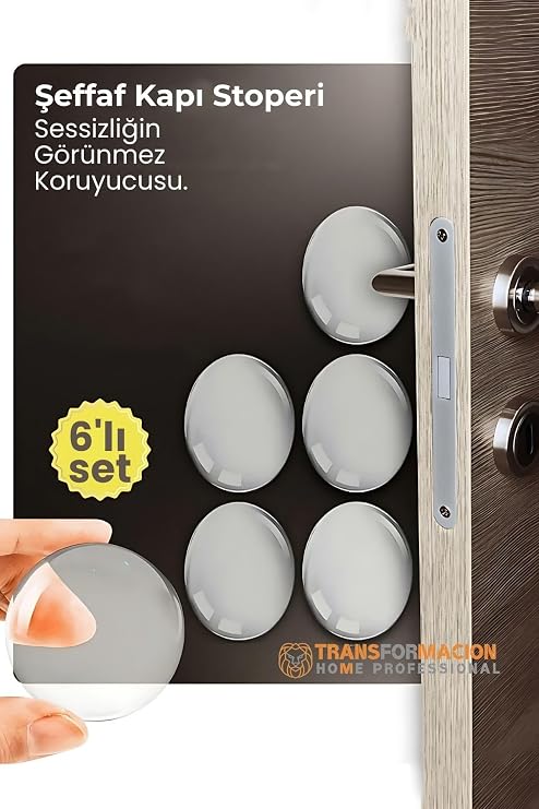 Transformacion 6'Lı Kristal Koruma Şeffaf Kapı Stoperi Tampon Seti | Duvar & Mobilya Çarpma Önleyici