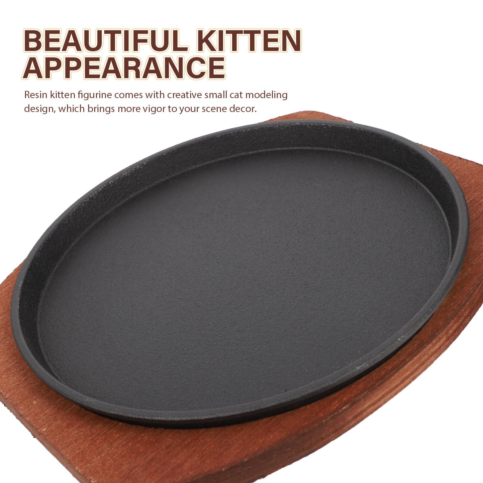 Ciieeo Cast Iron Baking Tray With Wood Base - Non-Stick Round Griddle For Steak & Vegetables, Induction Compatible