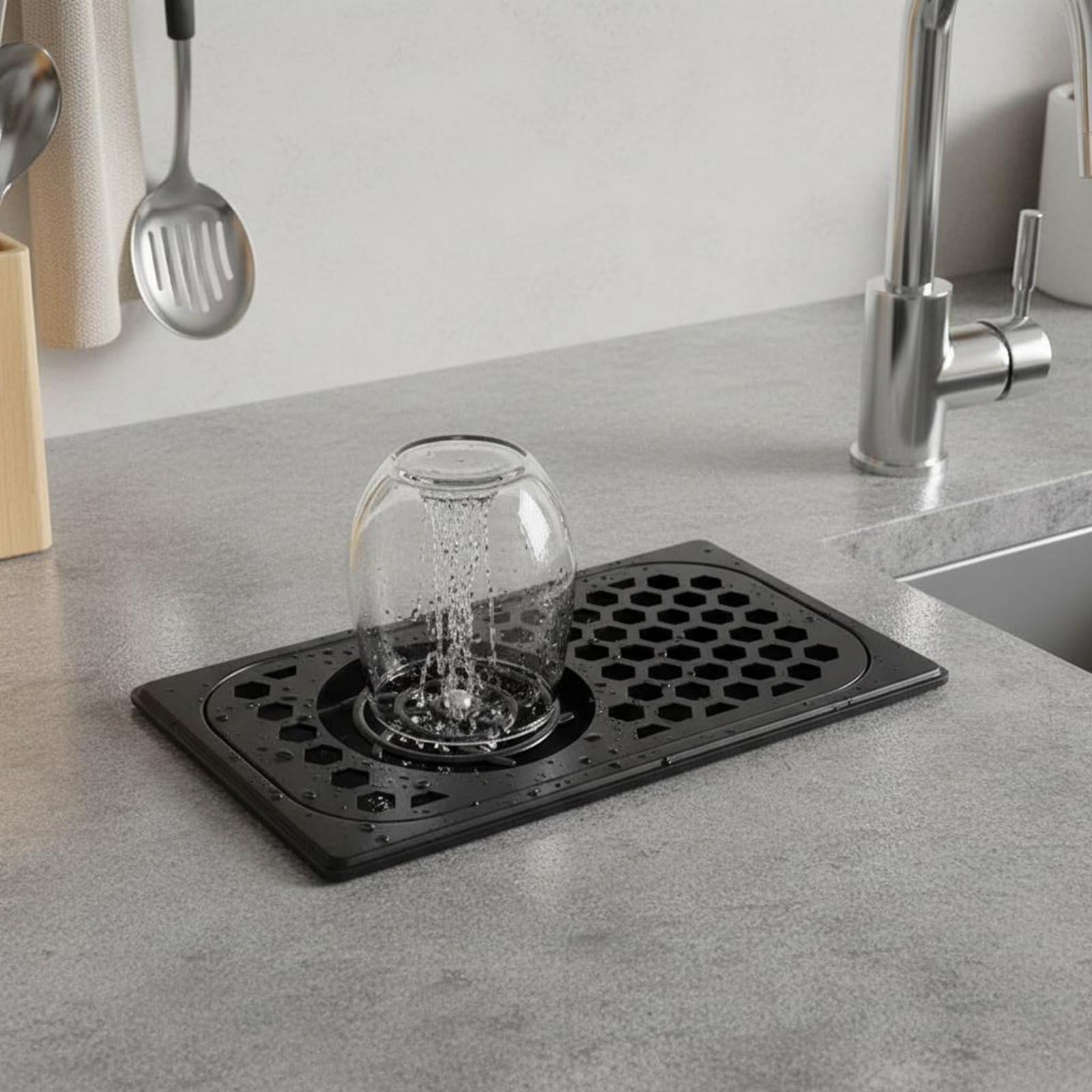 F Fityle Lavavajillas de Acero Inoxidable Enjuagador de Vasos Limpiavasos Lavador Rociador de Tazas con Guía Inclinada para Desagüe y Chorro Potente Adecuado para Cocina Doméstica, Silver, M2