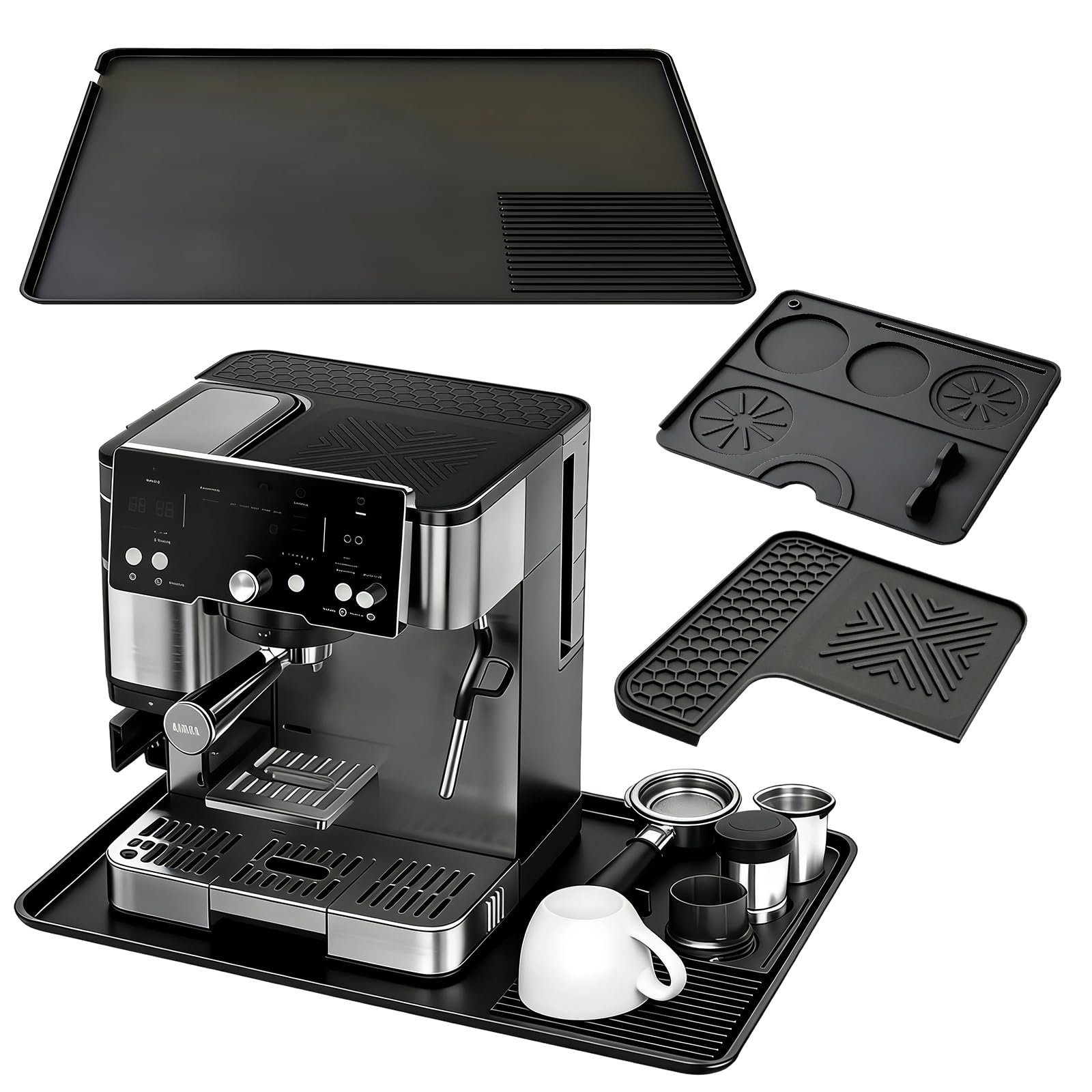 Photo 1 of ***DIRTY*** 3-in-1 Silicone Coffee Mat Set for Ninja Luxe ES601 & ES701 Espresso Machines, Food-Grade Coffee Maker Mat, Anti-Scratch & Heat-Resistant Silicone Bar Mat, Tamper Pad for Ninja Luxe Cafe Accessories
