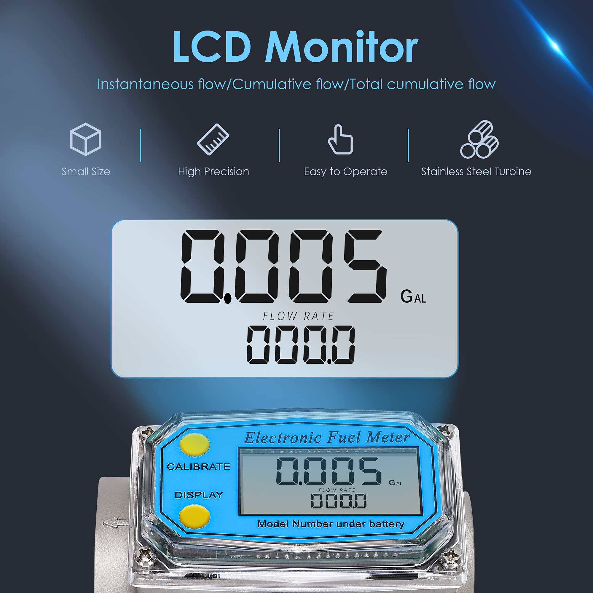 Snapklik.com : CGOLDENWALL Stainless Steel 1-inch Water Flow Meter, 1 ...