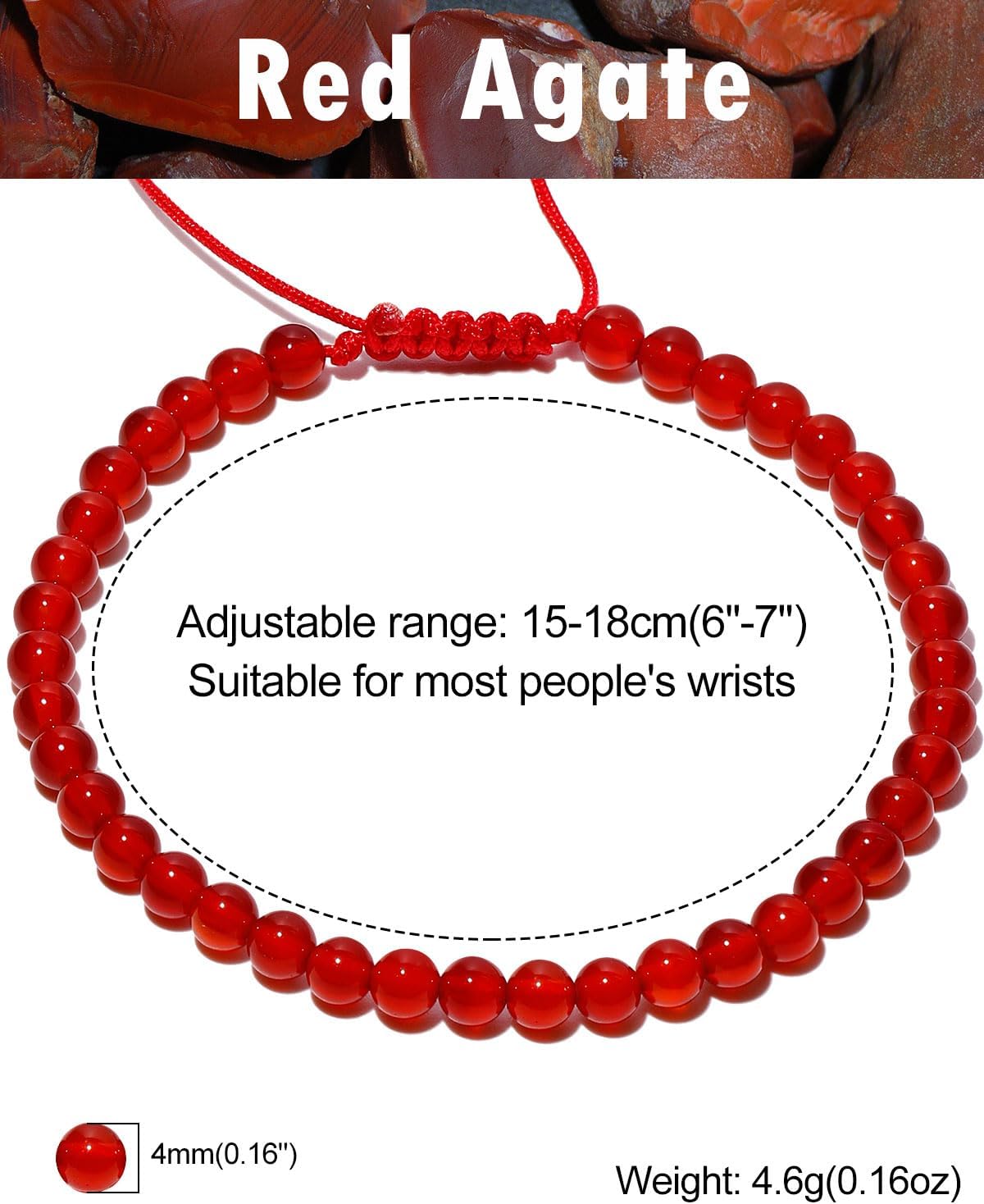 Adjustable Handmade Bracelets for Women 4mm Spiritual Crystals Beaded Bracelets Worry Stone Energy Jewelry - Image 4