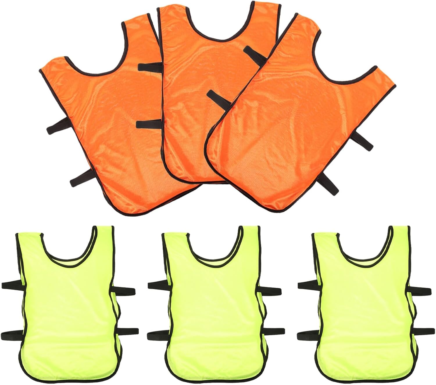 6pcs Youth Soccer Pinnies Training Vests Set – Breathable Polyester Sports Practice Team Vests for Football Training, Quick-drying, Fluorescent Green and Orange, Size M