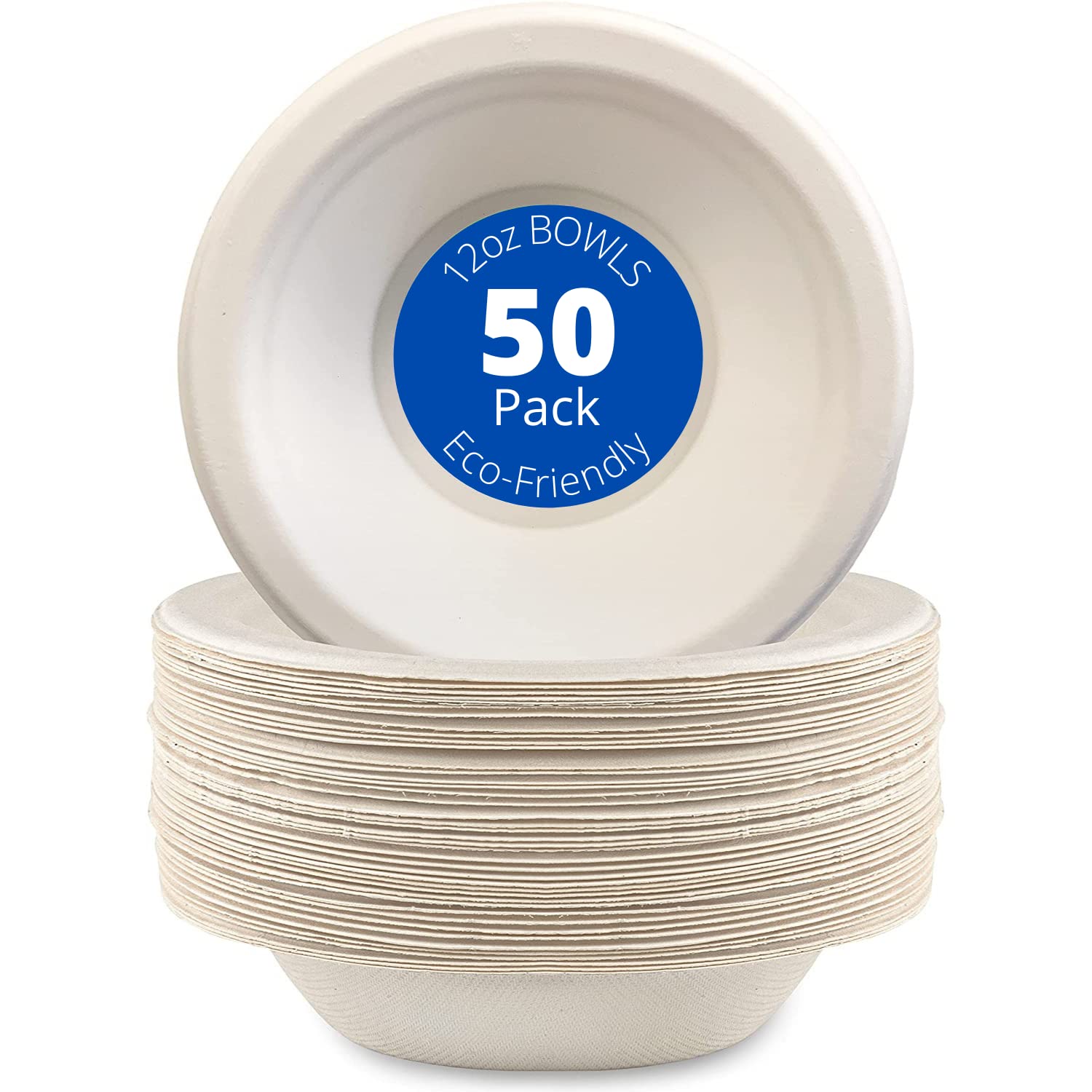 Sphires Sugarcane Disposable White Paper Bowls 12oz 350ml 50 Pack ...