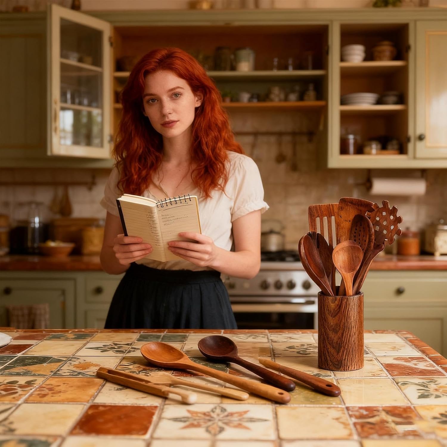 Cooking Utensils Set - Non Stick Cookware Safe Wooden Tools, Comprehensive 8 Piece Collection, Scratch Proof Utensil Design, High Heat Resistance Performance, Perfect for Meal Preparation