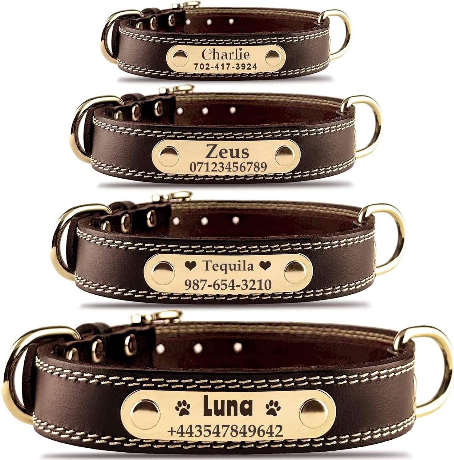 Personalisiertes Hundehalsband – individuelles Hundehalsband aus Leder mit eingraviertem Namensschild. Robustes Namensschildhalsband, bequeme ID-Halsbänder für kleine, mittlere und große Hunde Personalisiertes Hundehalsband – individuelles Hundehalsband aus Leder mit eingraviertem Namensschild. Robustes Namensschildhalsband, bequeme ID-Halsbänder für kleine, mittlere und große Hunde