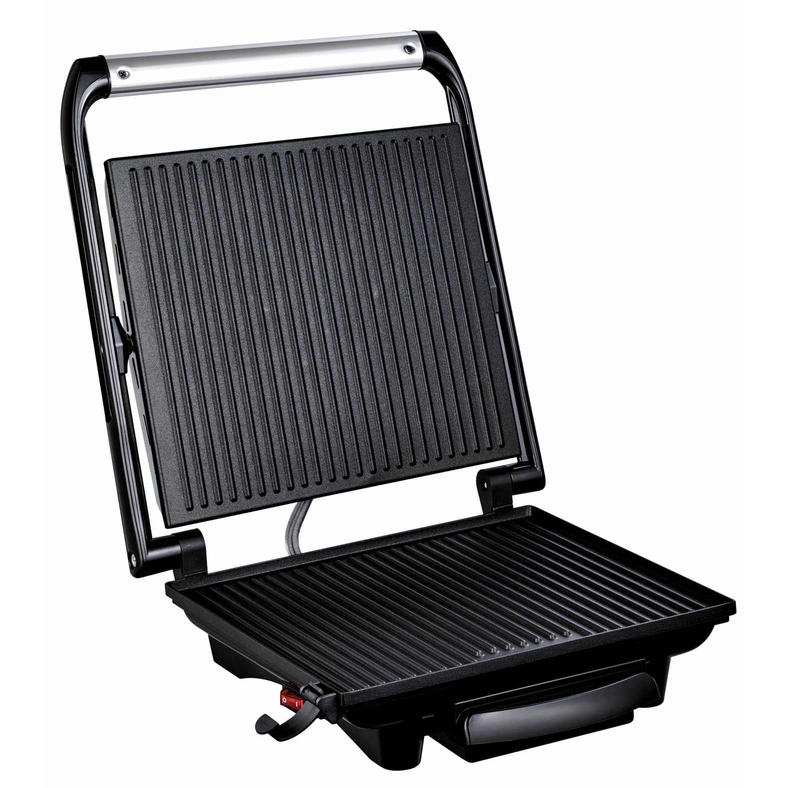 Tefal Inicio GC241D Kontaktgrill, Elektrogrill, 2000W, Antihaftbeschichtete Grillplatten, Edelstahl/Schwarz