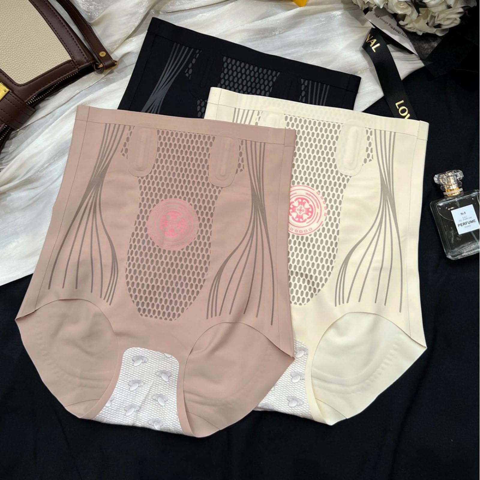 Pantaloncini modellanti per la riparazione della fibra ionica di seta ghiacciata, pantaloncini modellanti per il controllo della pancia
