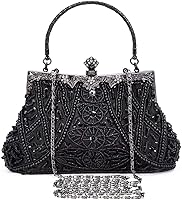 Selighting 1920s Vintage Beaded Clutch Purse for Women - Formal Wedding Prom Cocktail Evening Bag with Detachable Chain