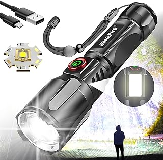 WholeFire LED High Lumens Rechargeable Flashlight, 90000 Lumen 15W Powered Led Flashlights Brighter Flashlight,5 Modes