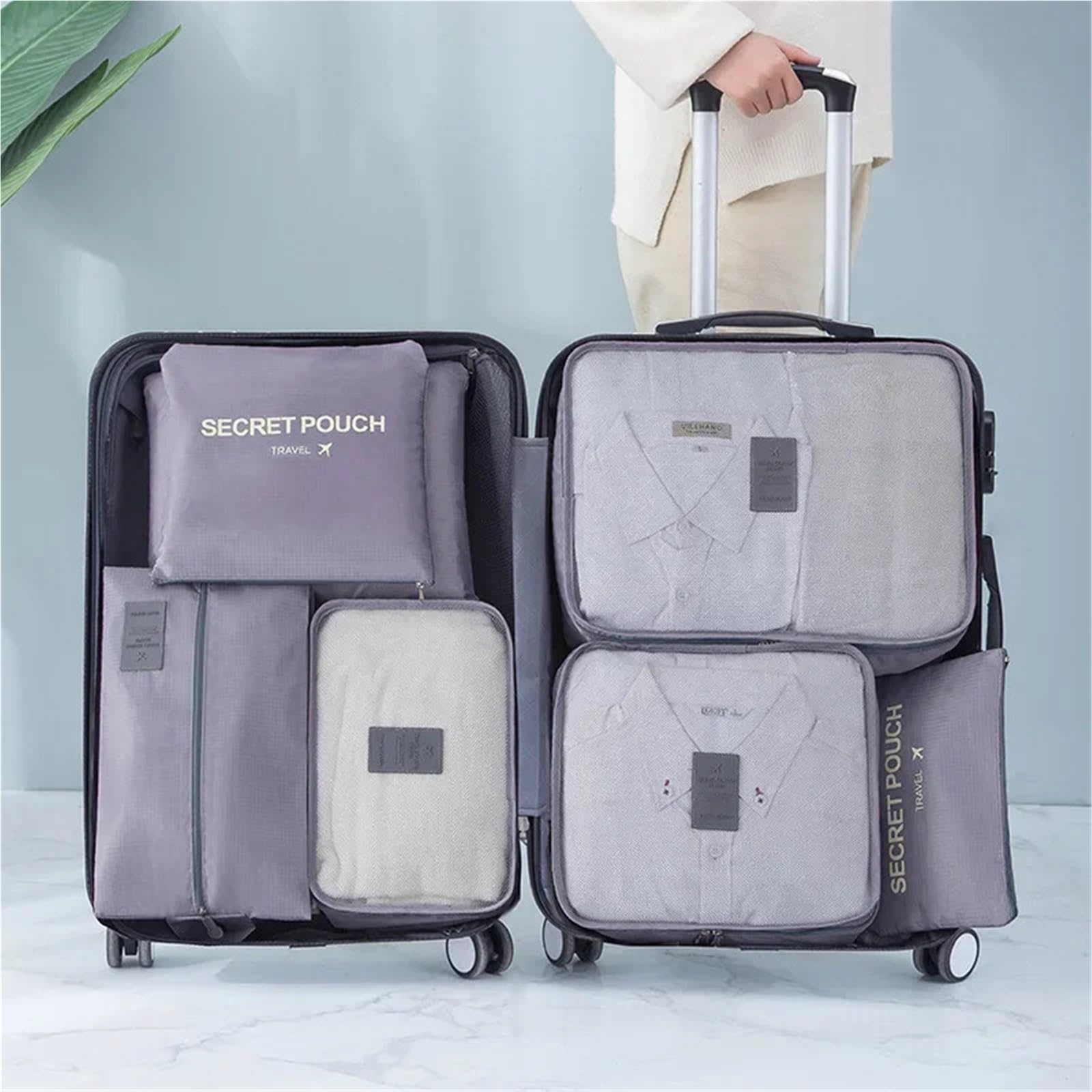 6 pezzi Borse portaoggetti da viaggio portatili Organizzatore di valigie impermeabile Borsa for bagagli Armadio Vestiti Scarpe per Vestiti, Scarpe, Cosmetici(Green)