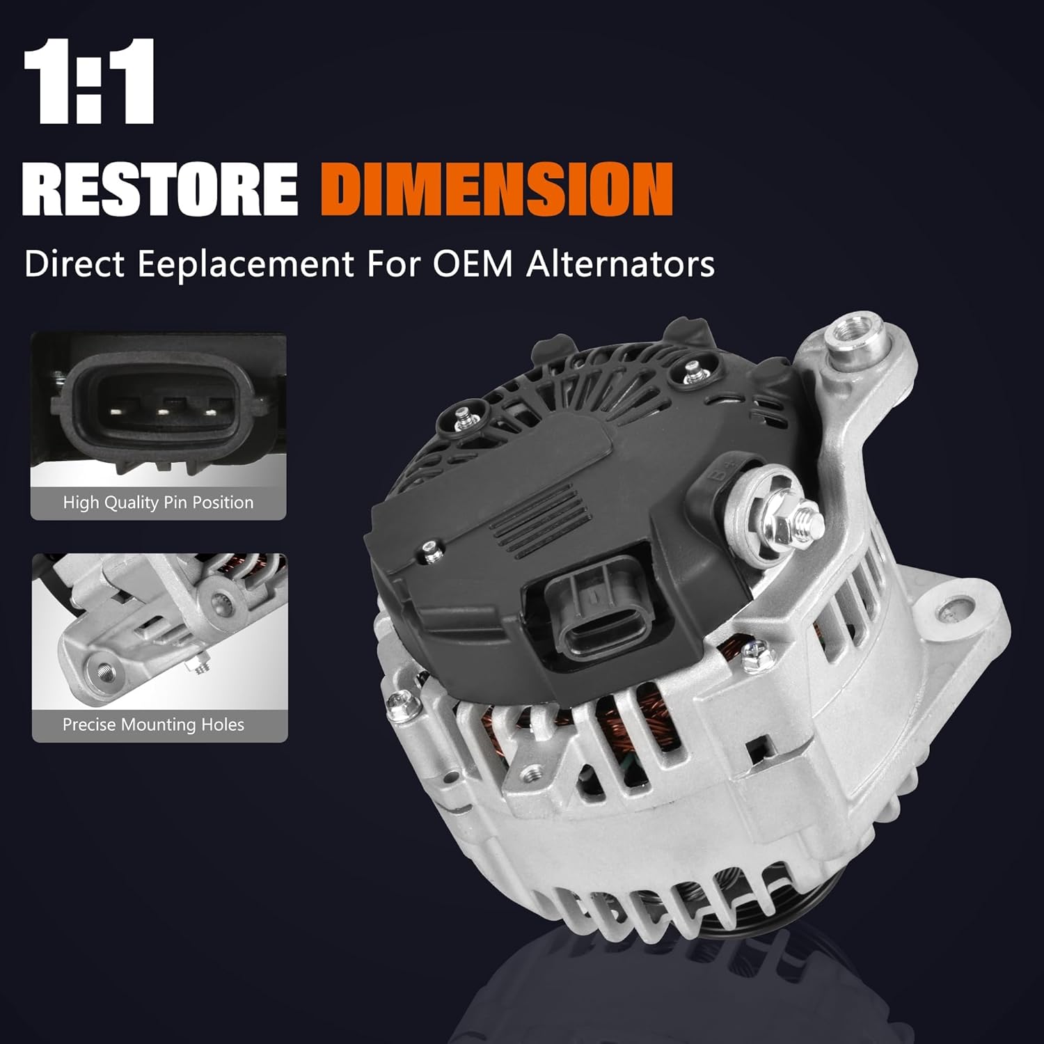 New Alternator Fit for Nissan 2007-2019 Frontier Pathfinder Titan Xterra Armada, Infiniti 2008-2010 Qx56, Suzuki 2009-2012 Equator, 4.0 5.6 11256 23100-ZH00A 23100-ZH00B, 130A 7-Groove Pulley