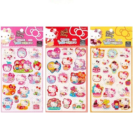 amazon com hello kitty cute epoxy glitter sticker diary deco sticker 3pcs 1 set toys games
