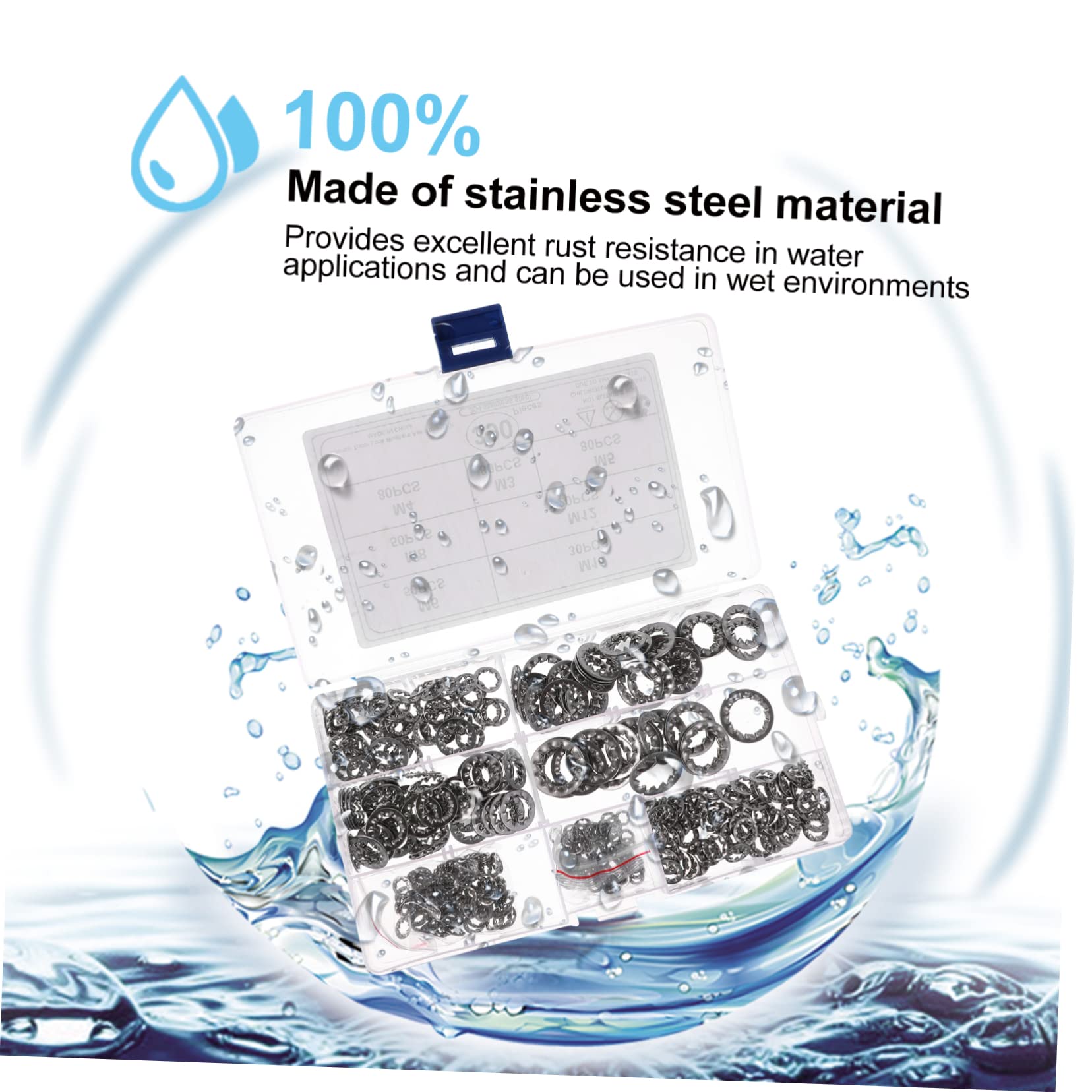 FUNOMOCYA Tooth Serrated Lock Washers 390 Pcs Set to Stainless Steel Fastening Washers for Secure Nut Locking