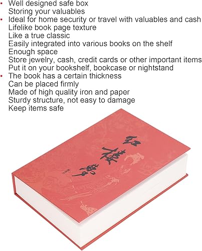 Miniatura 5 de Caja de libro de desviación de metal con cerradura de llave para tarjetas de crédito (Sueño de mansiones rojas)